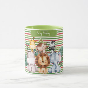 Caneca Relógio Redondo de Animais da Selva Safari com Nom