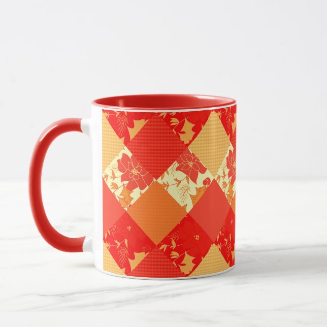 Caneca Remendo de patchwork de Natal sem emendas padrão g (Esquerda)