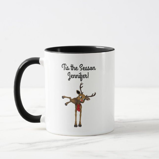 Caneca Rena de desenho animado fofa chutando os calcanhar (Esquerda)