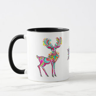 Caneca Rena de Natal Rosa Gay Estética Arco-Íris