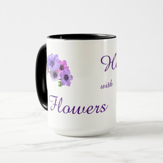 Caneca Reparação com design de Flores (Frente Esquerda)