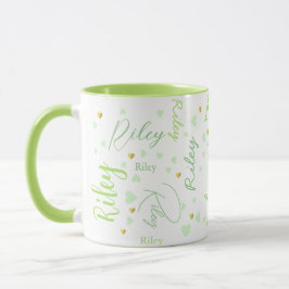 Caneca Repetindo Riley (nome personalizado) + corações ve