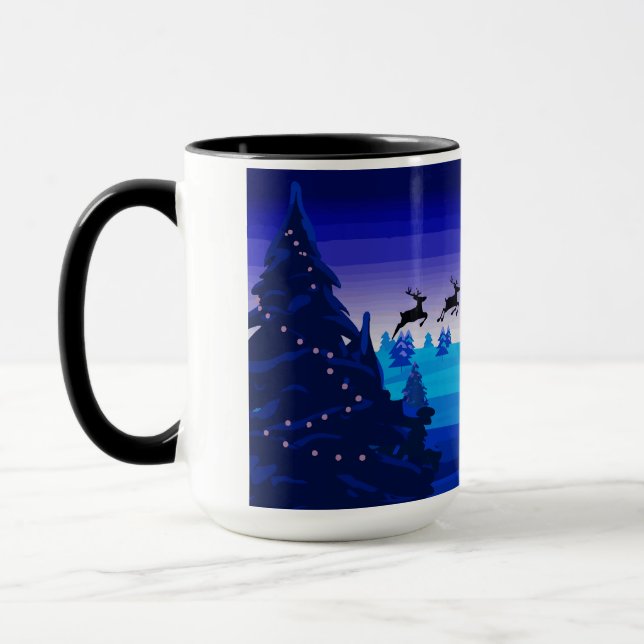 Caneca Rés voadoras, natal, pinheiro, neve (Esquerda)