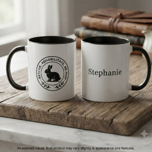 Caneca Resgate de Coelho Minimalista Preto Compassivo