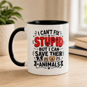 Caneca Resgate Divertido de Animais Técnico de Veterinári