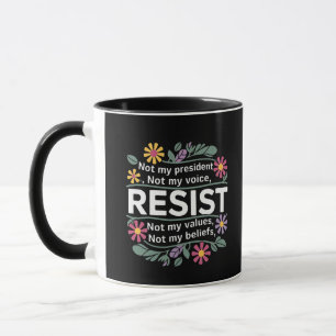 Caneca Resistência a Protesto Botânico Floral Anti-Trump