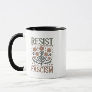Caneca Resistência ao fascismo Transgênero Floral LGBTQ A