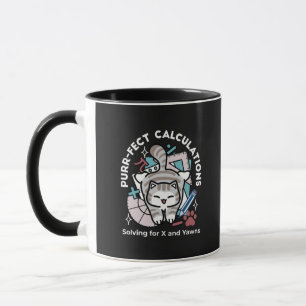 Caneca Resolvendo para X e Bocejos – Gato Malhado Fofo Pi