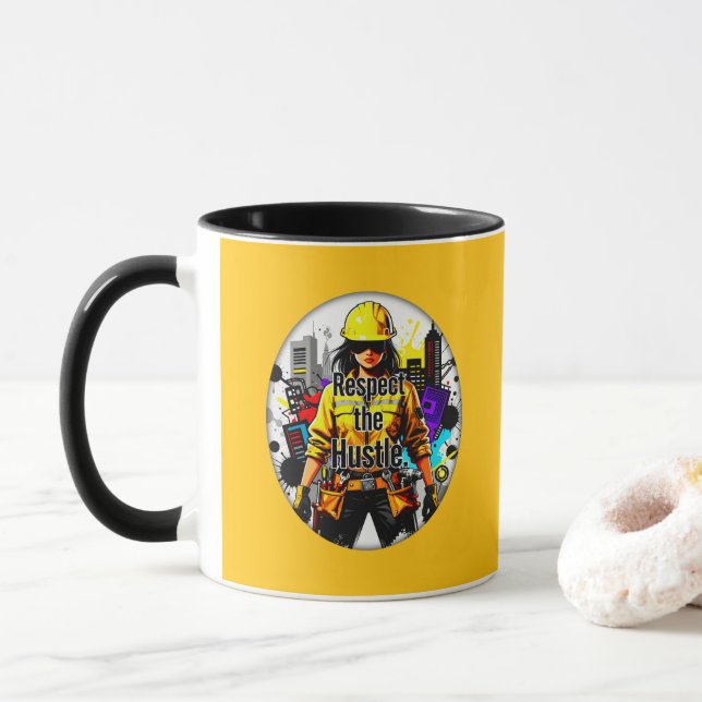Caneca Respect the Hustle Worker Illustration – Industria (Com Donut)