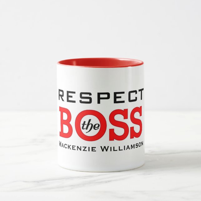 Caneca Respeite o chefe com nome (Centro)