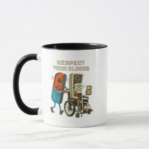 Caneca Respeite Seus Anciãos Controle de Jogos Retro Engr