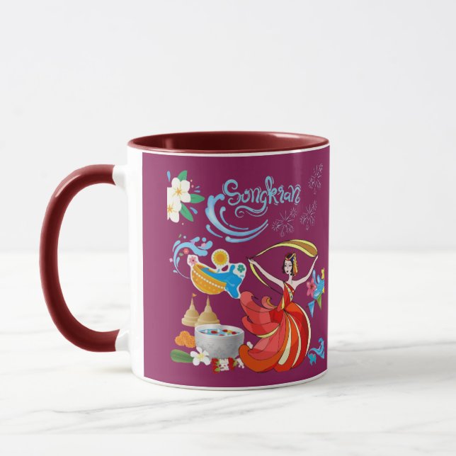 Caneca resplendor magenta ano novo tailandês (Esquerda)