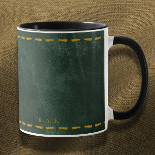 Caneca Restaurador Verde Floresta Costurado em Couro