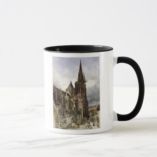 Caneca Restaurando a igreja da abadia de St Denis em 1833 (Direita)