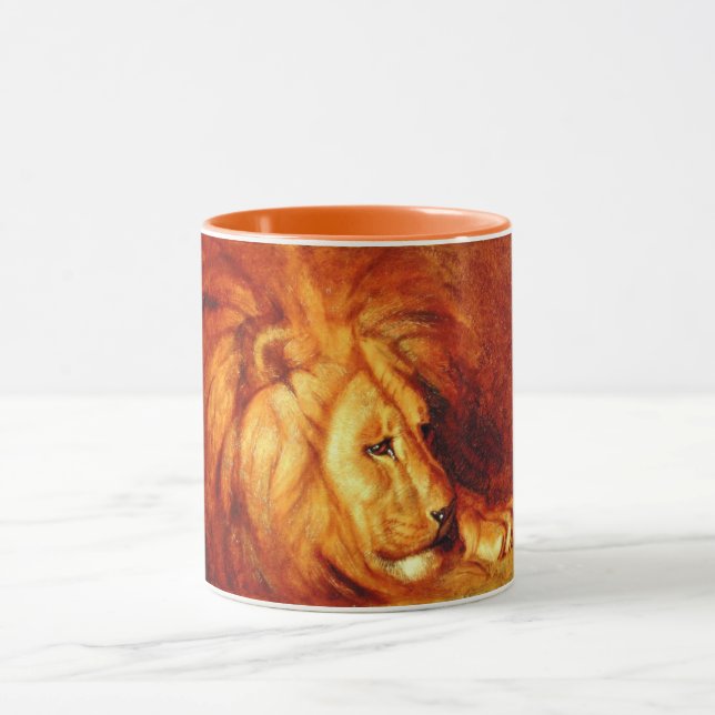 Caneca Resting Lion (por Abbott Handerson Thayer) (Centro)