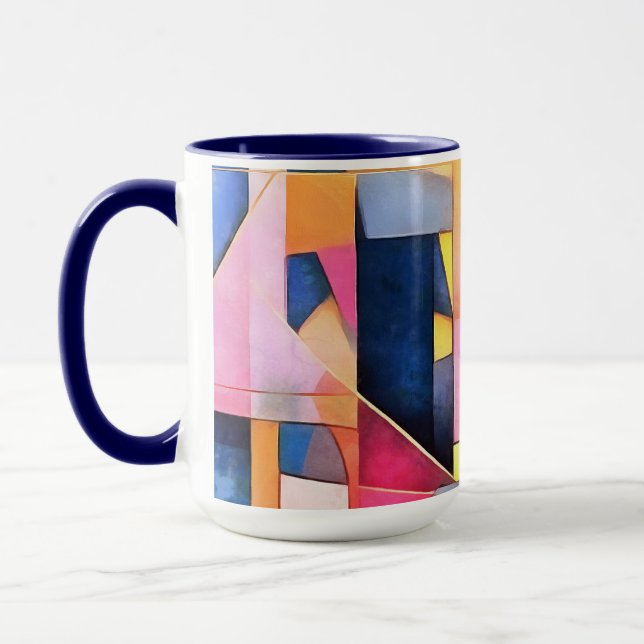 Caneca Retângulos e Triângulos Abstrato Geométrico (Esquerda)