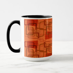 Caneca Retângulos Gráficos Laranja Modernos do meio sécul