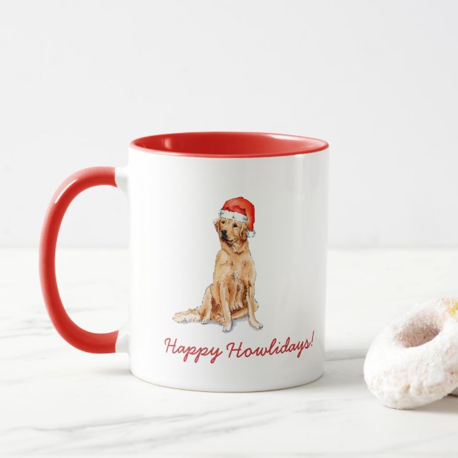 Caneca Retirador de Ouro de Aquarela em Santa Holiday (Com Donut)