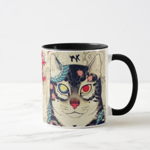 CANECA RETRATO CAT SAMURAI COM TATUAGENS GRAVES