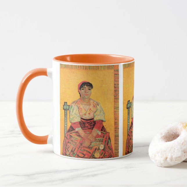 Caneca Retrato da mulher italiana por Vincent van Gogh (Com Donut)