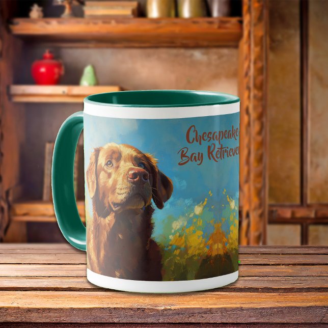 Caneca Retrato de Cachorro de Retriever Bay Chesapeake (Criador carregado)