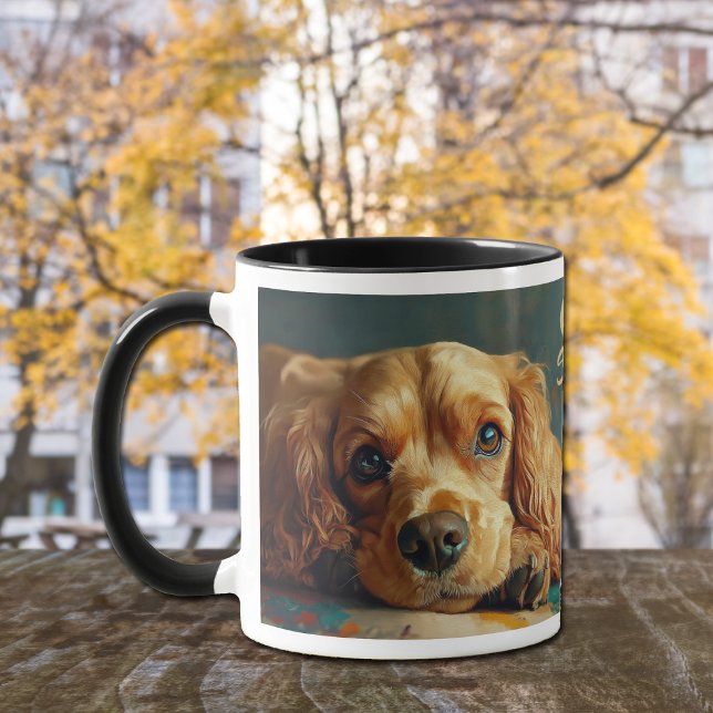 Caneca Retrato de Cocker Spaniel Americano Buff (Criador carregado)