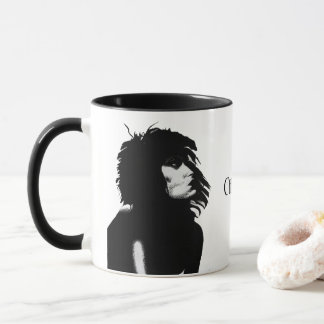 Caneca Retrato de Deusa Gótica Arte Original Preto Branco