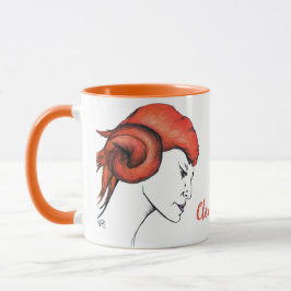 Caneca Retrato de mulher com cabelo laranja em arte pop