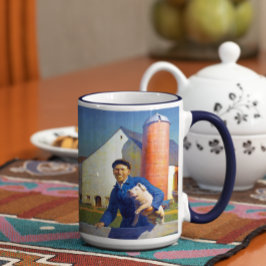 Caneca Retrato de um agricultor N C Wyeth Americana Art 1