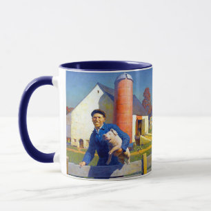 Caneca Retrato de um agricultor N C Wyeth Arte Americana
