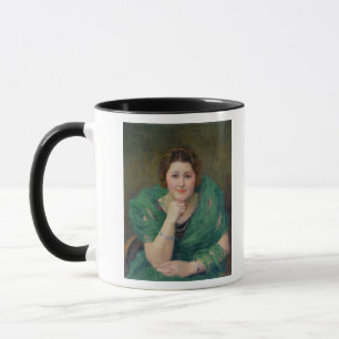 Caneca Retrato de uma mulher do russo com um lenço verde