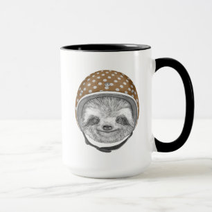 Caneca Retrato do capacete da motocicleta da preguiça  