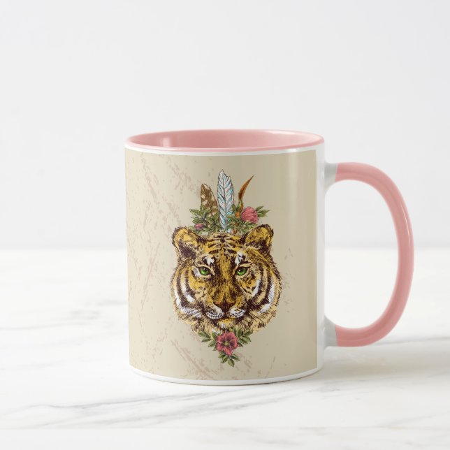 Caneca Retrato do estilo de Boho do tigre (Direita)