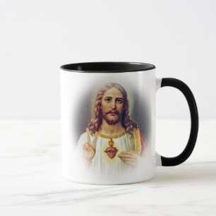 Caneca Retrato do Sagrado Coração de Jesus Sinal de Paz