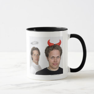 Caneca Retrato dos irmãos gémeos vestidos como o diabo 