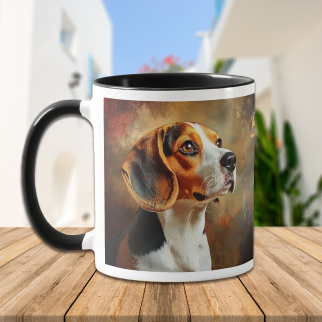 Caneca Retrato Impressionante de um Cão Beagle Hound  (Criador carregado)
