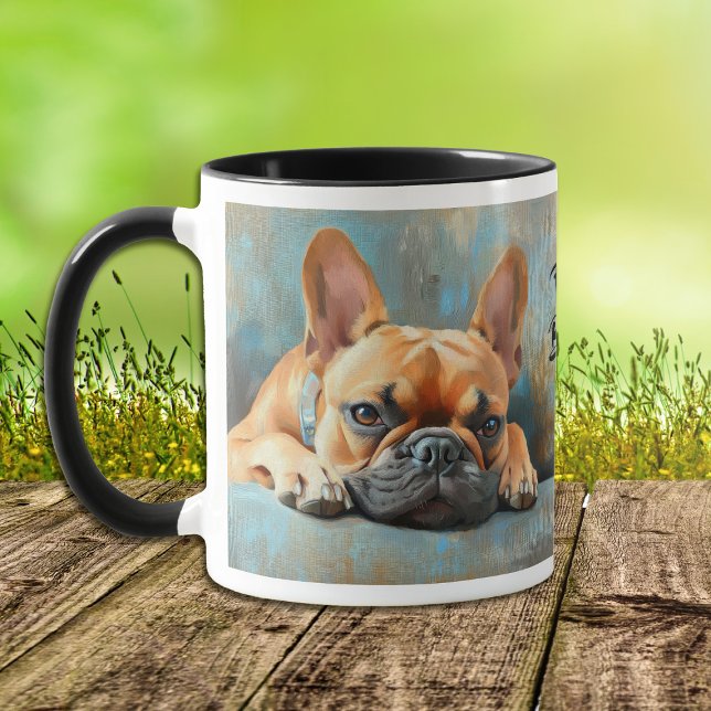 Caneca Retrato Impressionista do Bulldog Francês (Criador carregado)