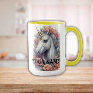 Caneca Retrato Unicórnio Branco Personalizado