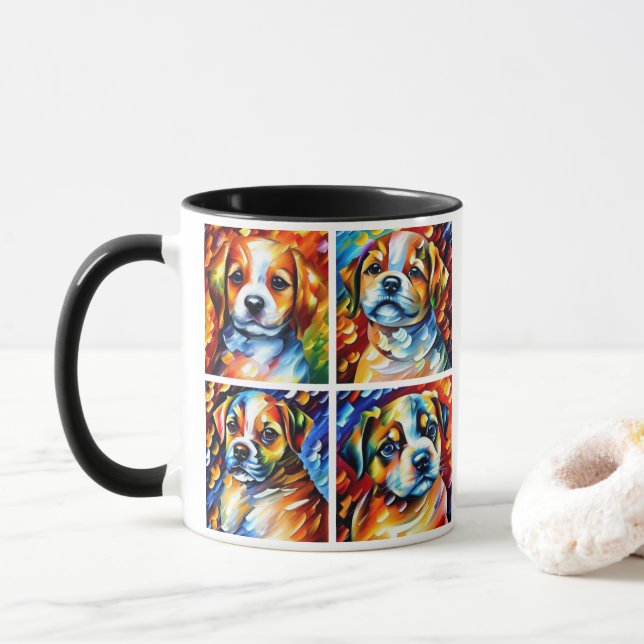 Caneca Retratos De Papoila Estilizada E Cuta (Com Donut)