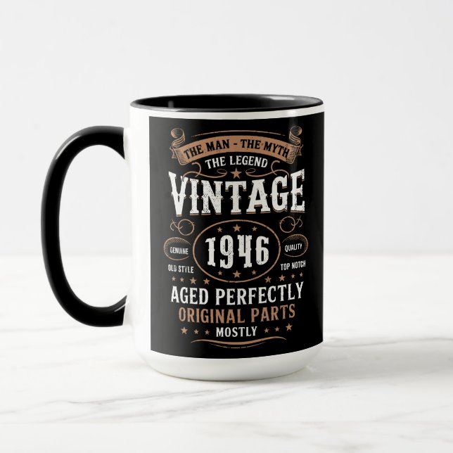 Caneca Retro 1946 Aniversariante Mito Lenda 80º   (Esquerda)