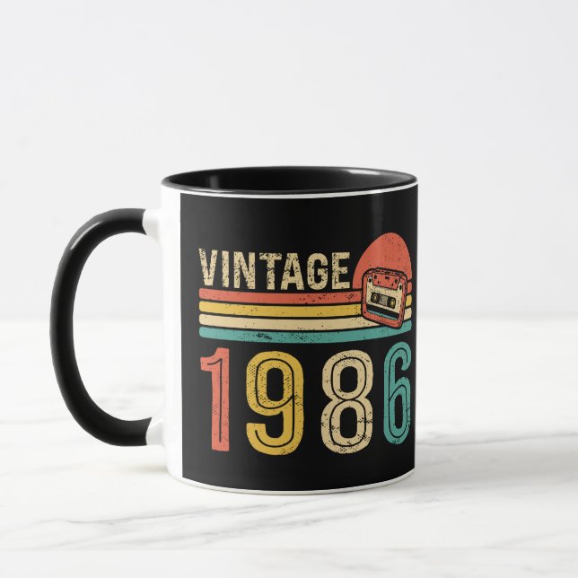Caneca Retro 1986 Birthday Cassette Tape Nostalgic Bday (Esquerda)