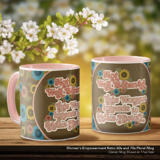 Caneca Retro 60s e 70s Floral de Empoderamento feminino