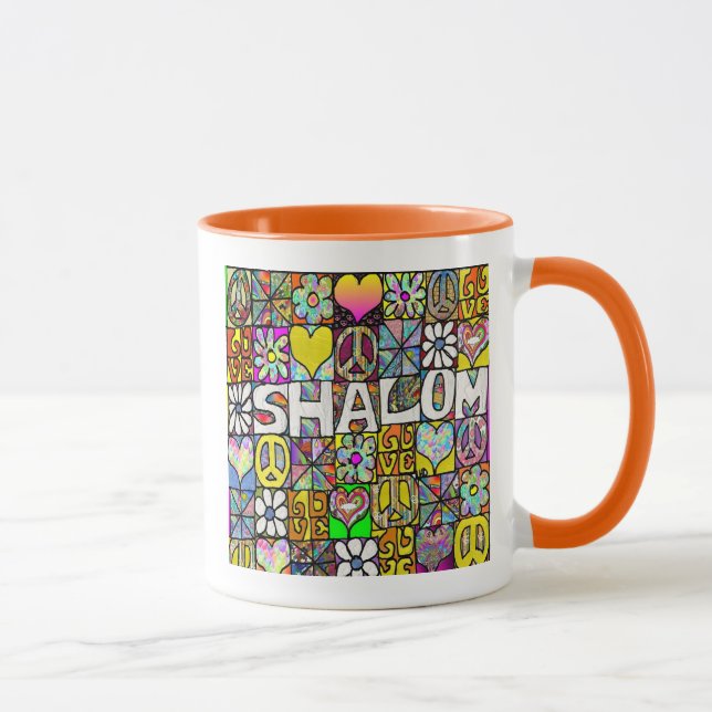 Caneca Retro 60s Psicodélico Shalom LOVE (Direita)