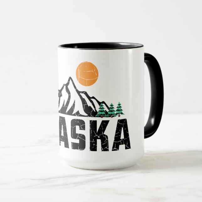 Caneca Retro Alaska Mountain Sunset (Frente Esquerda)