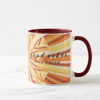Caneca Retro Anos 70 Good Vibes Nome Personalizado