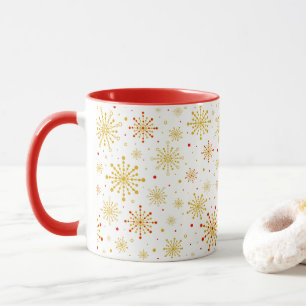 Caneca Retro Atômico Meados do Século Moderno Vermelho &