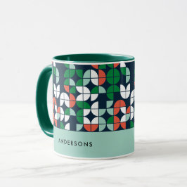 Caneca Retro azul-vermelho-azul geométrico Natal moderno