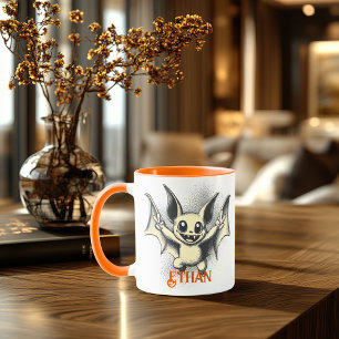 Caneca Retro Bat Halloween Mug - Víblias Divertidas e Spo