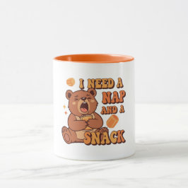 Caneca Retro Bear Nap and Snack Color Inside Mug