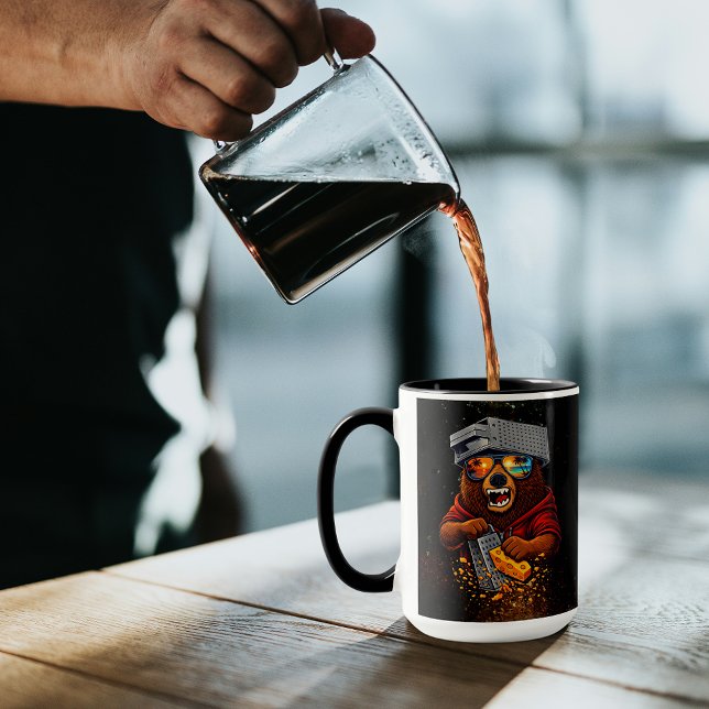 Caneca Retro Bear With Cheese Grater Hat and Sunglasses (Criador carregado)